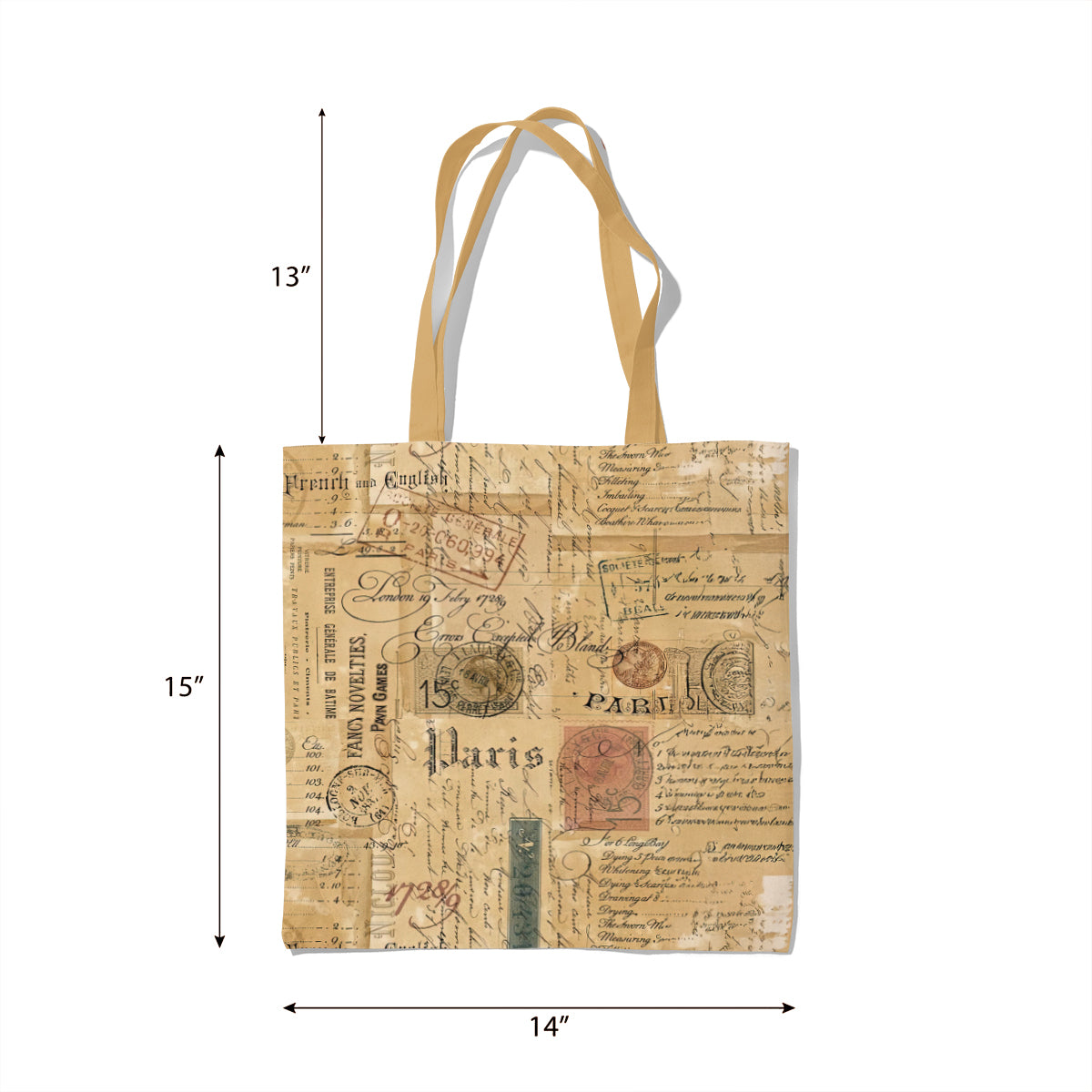 Antique Parisian Script Collage Tote Bag