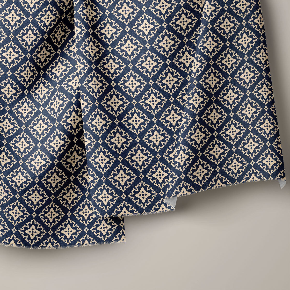 Double Spanish White Damask Pattern Geometric Print