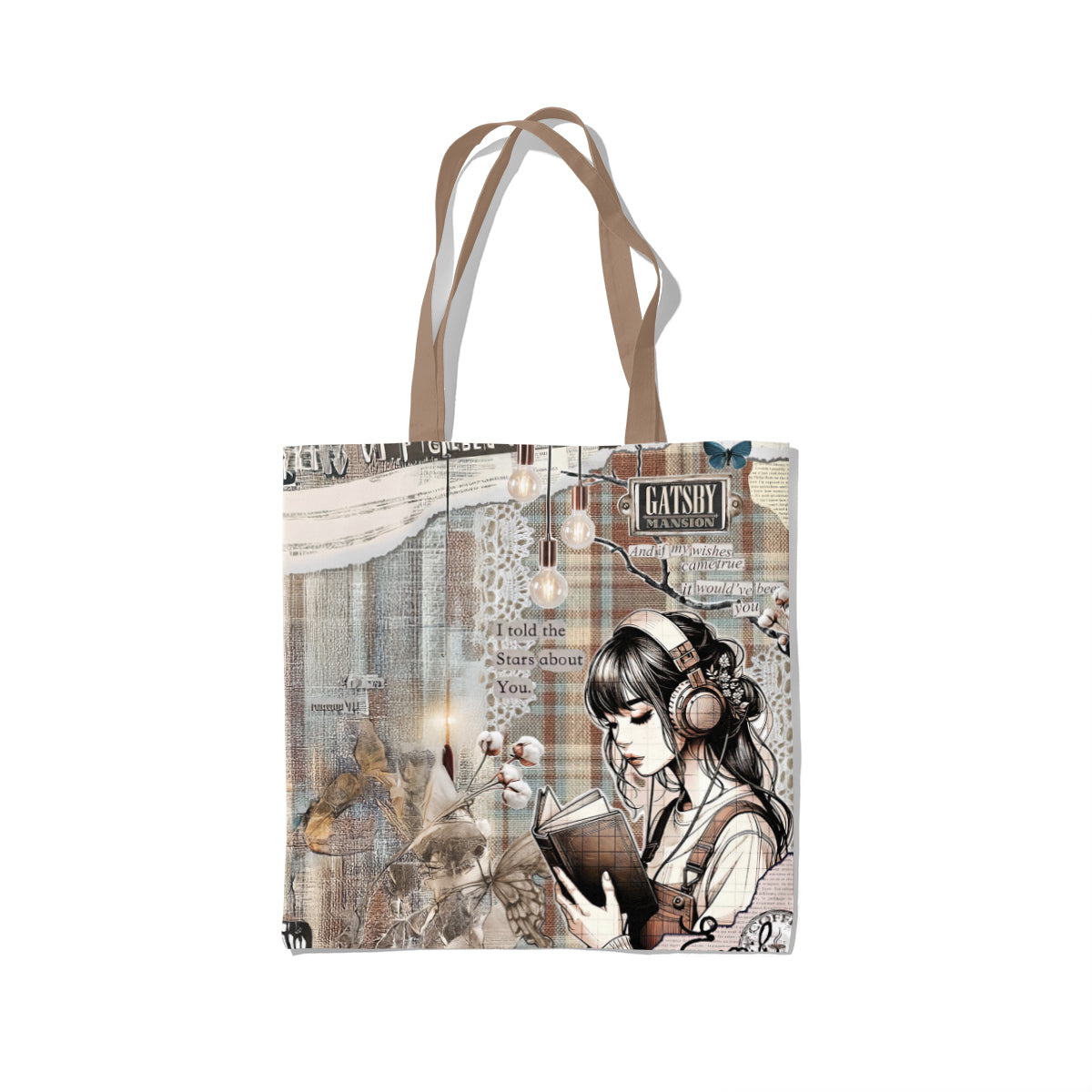 Vintage Collage Reader Aesthetic Tote Bag