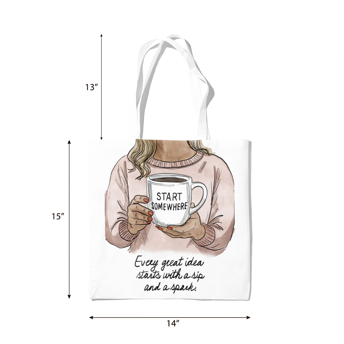 Start Somewhere Coffee Motivation Tote Bag