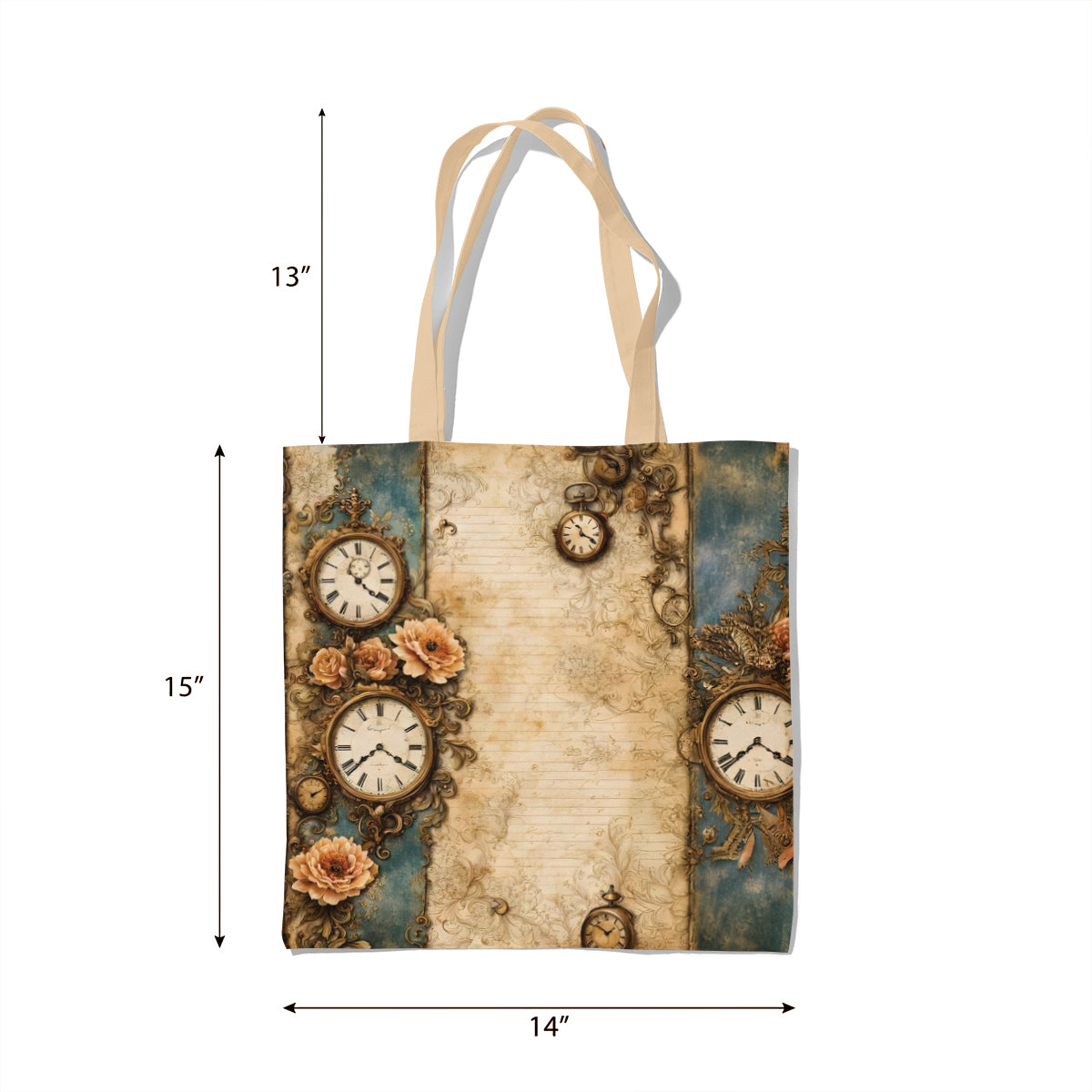 Victorian Rose & Clock Vintage Art Tote Bag