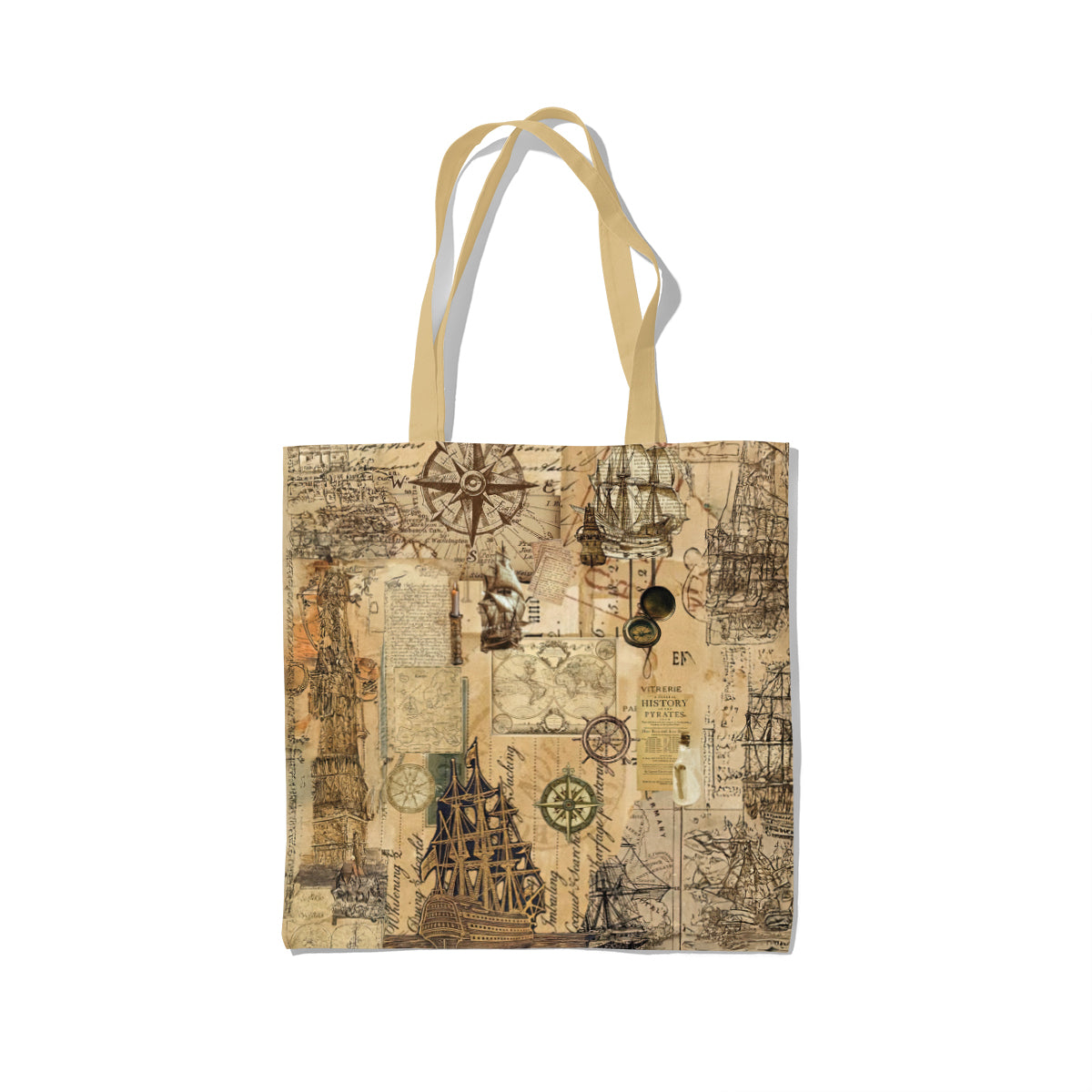 Vintage Nautical Explorer Map Collage Tote Bag
