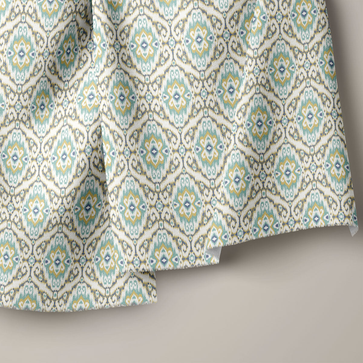 Turquoise Green Ikat Pattern Geometric Print