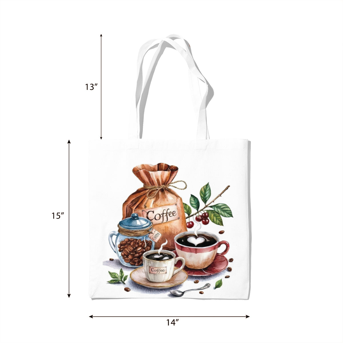 Rustic Coffee Beans & Brew Illustration Tote Bag