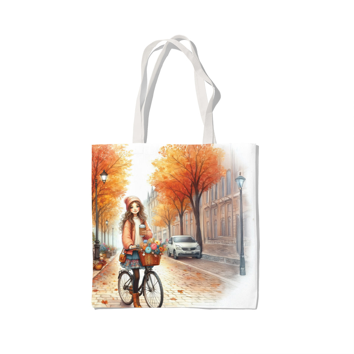 Soft Summer Floral Girl Illustration Tote Bag