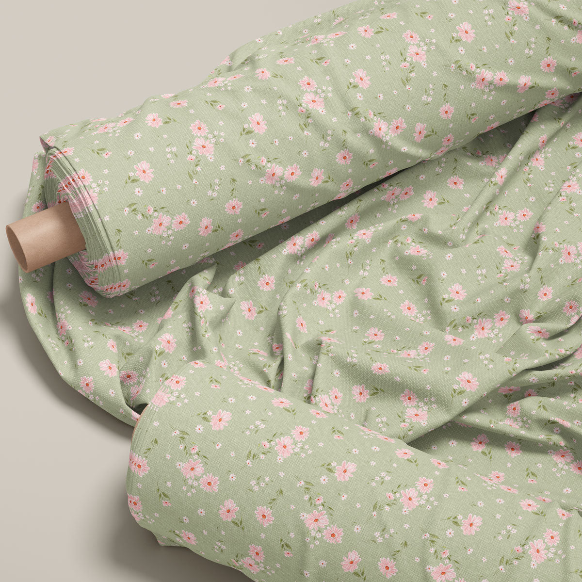 Pale Oyster Vintage Floral Print