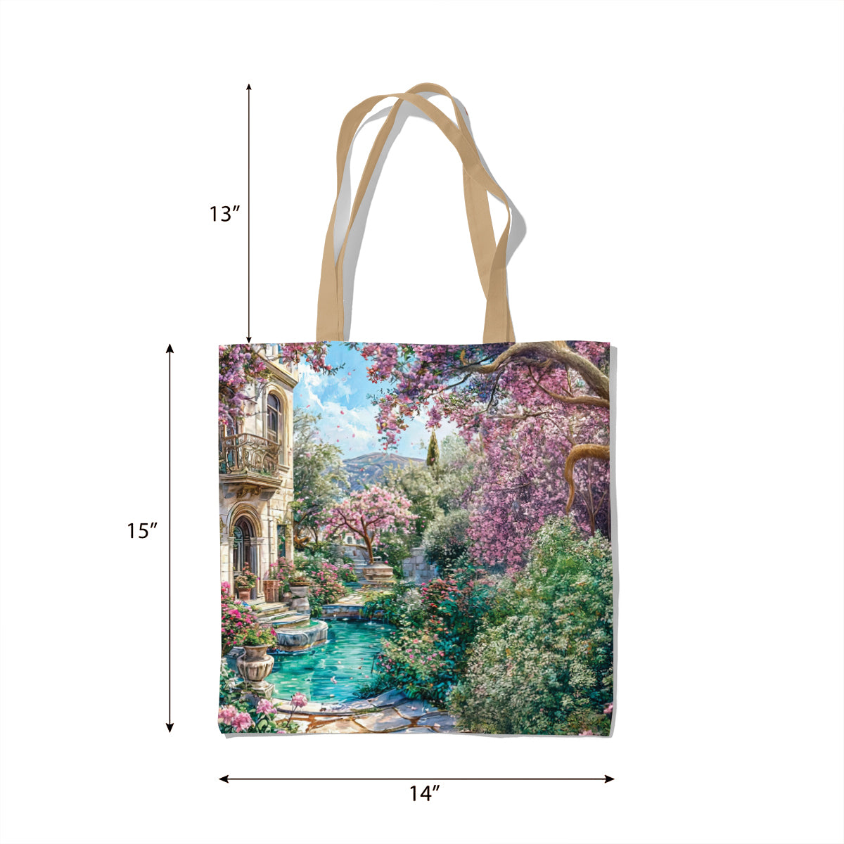 Romantic Blossom Mansion Garden Tote Bag