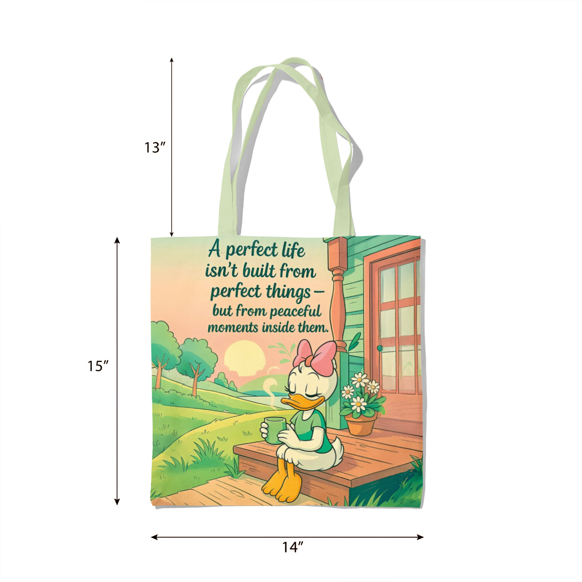 Peaceful Moments Inspirational Duck Quote Tote Bag