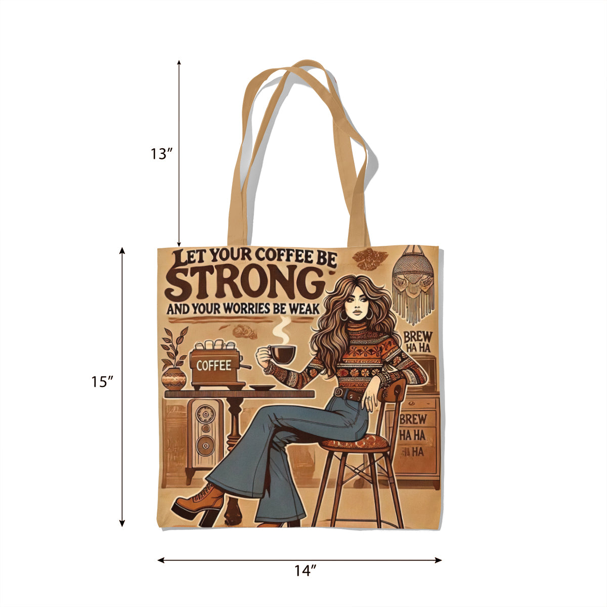Vintage Strong Brew Café Girl Tote Bag