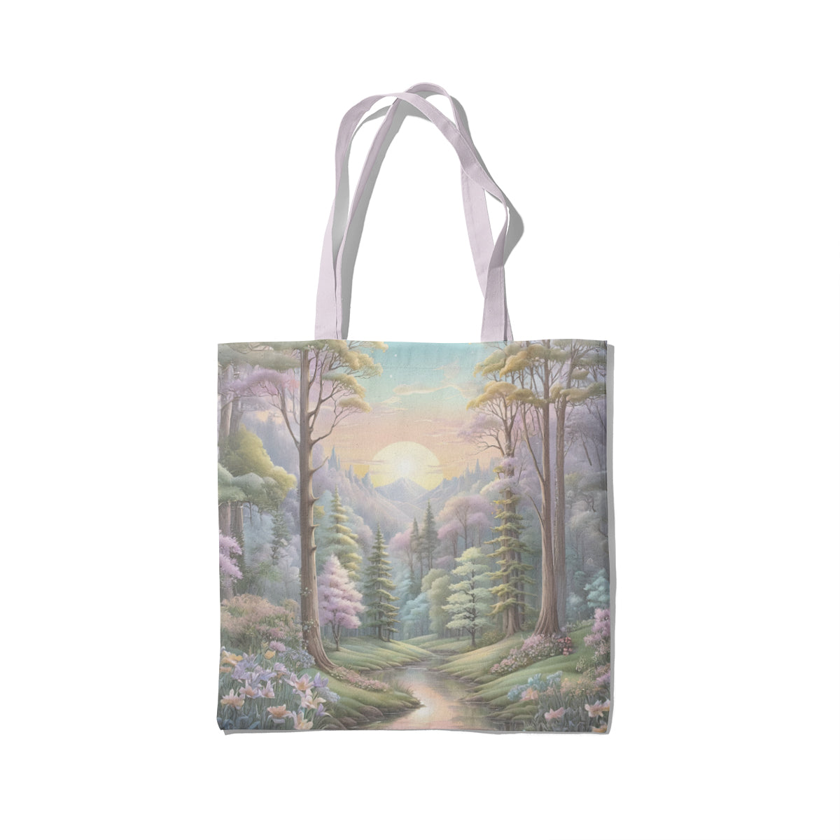 Soft Sunrise Forest Blossom Art Tote Bag
