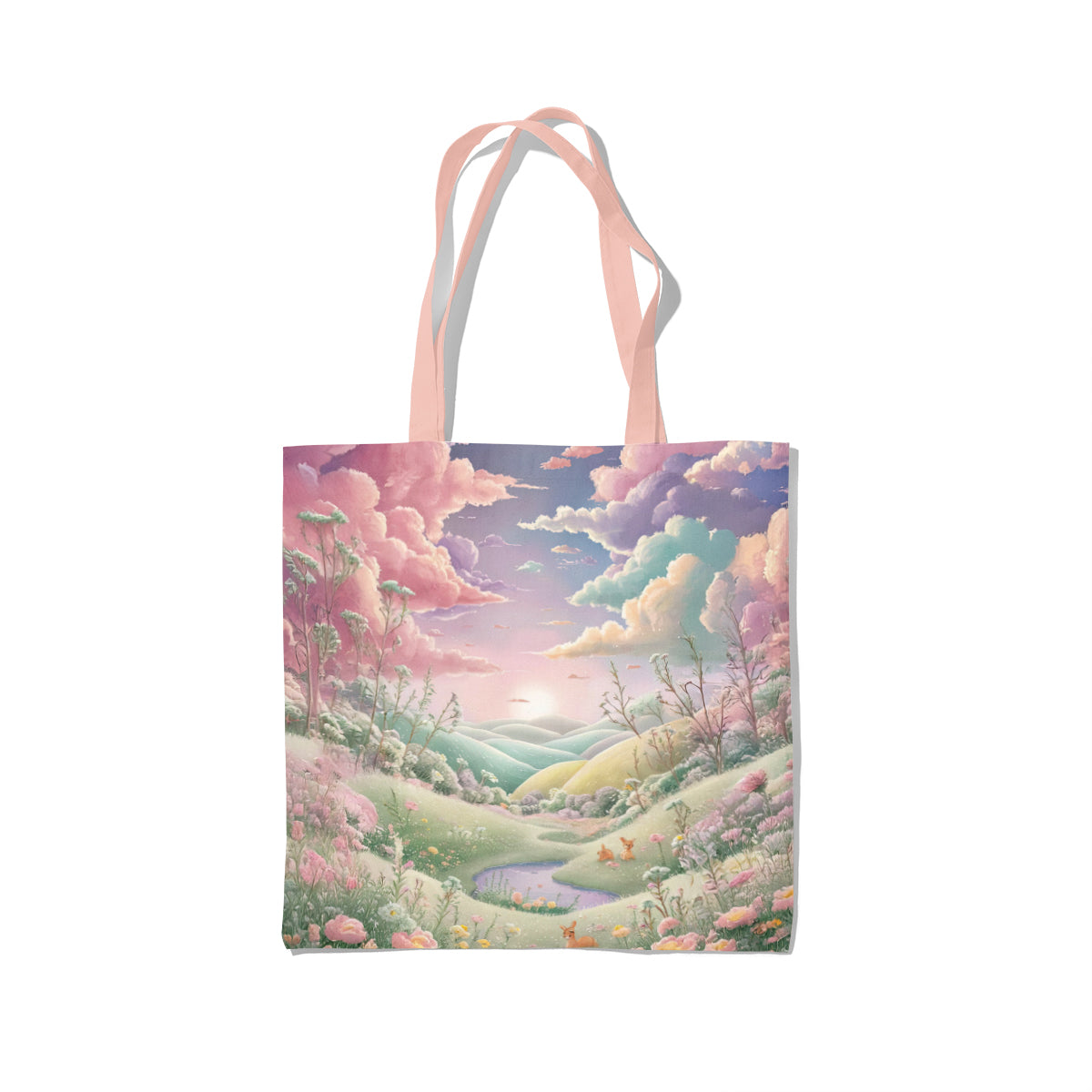 Pastel Sunrise Fantasy Hills Art Tote Bag