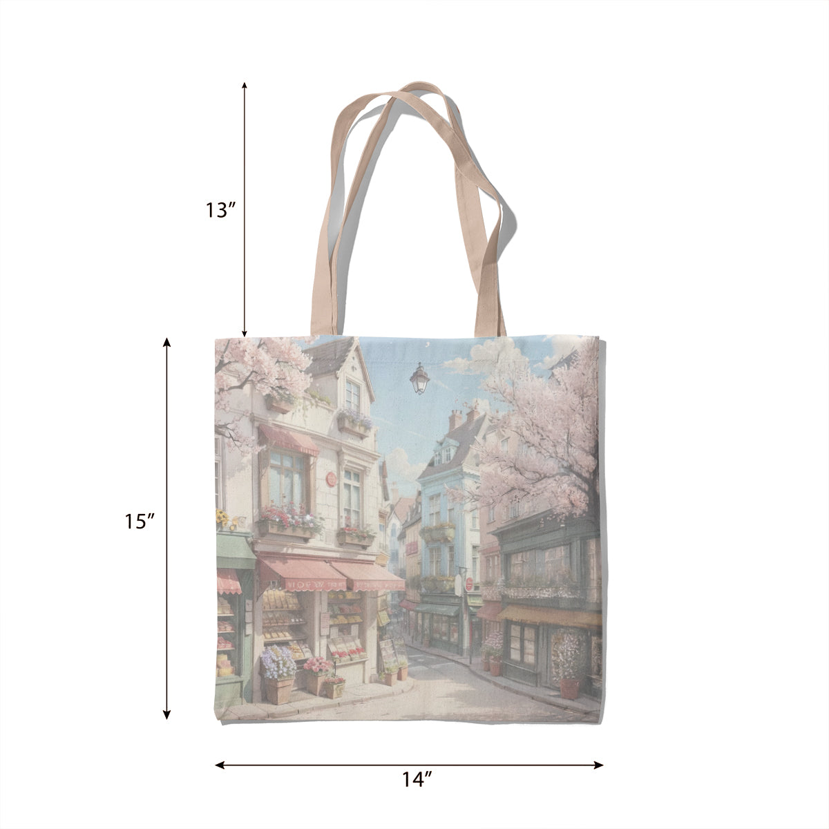 Pastel European Blossom Street Tote Bag