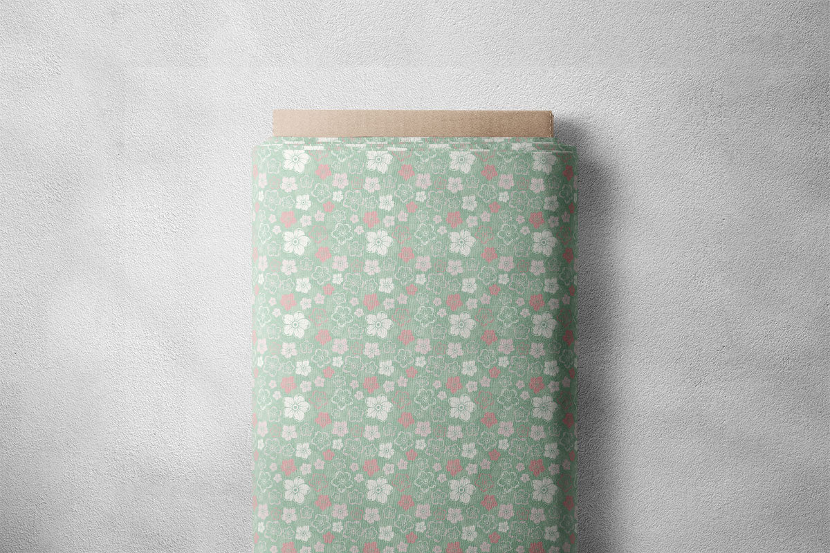 Tea Green Spring Floral Print