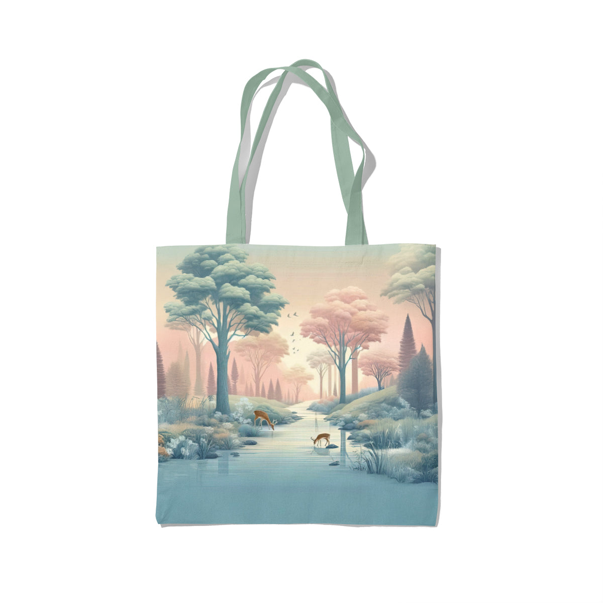 Pastel Forest Dawn With Deer Tote Bag