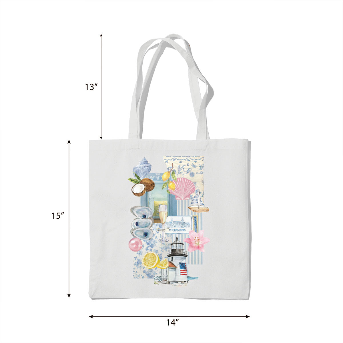 Lighthouse & Shells Canvas Tote Bag
