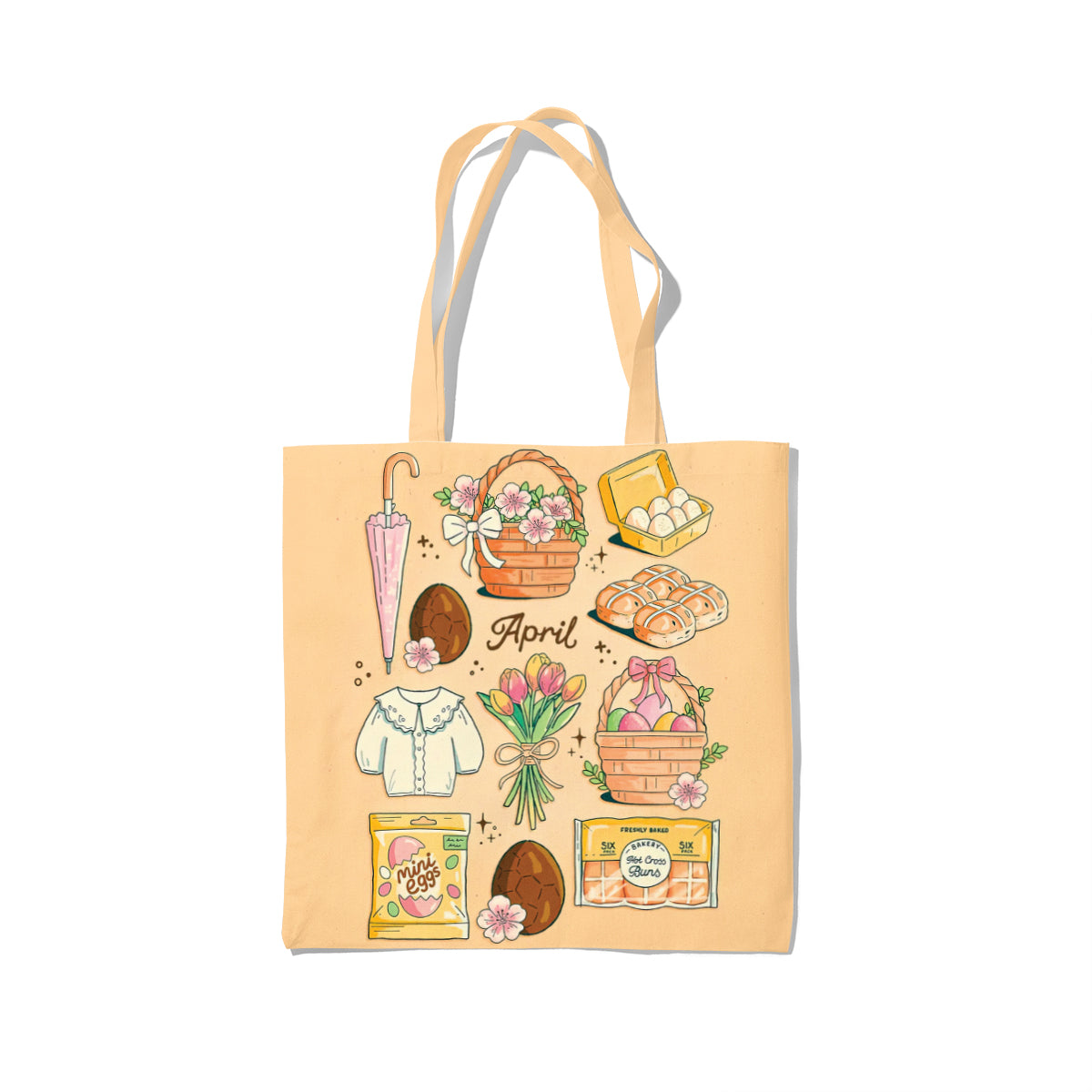 April Pastel Monthly Aesthetic Illustration Tote Bag