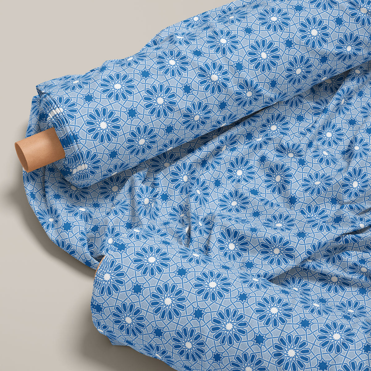 Kashmir Blue And Moon Mist Pattern Geometric Print
