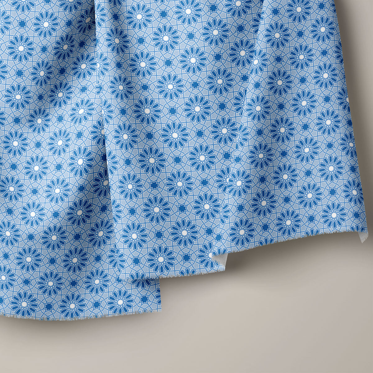 Kashmir Blue And Moon Mist Pattern Geometric Print