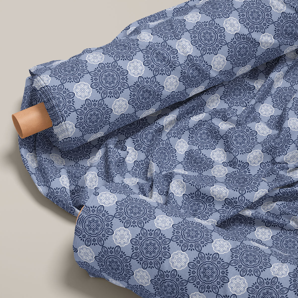 Jordy Blue Damask Pattern Geometric Print