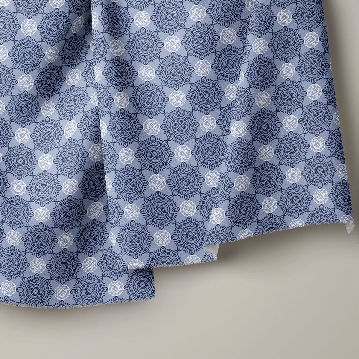 Jordy Blue Damask Pattern Geometric Print