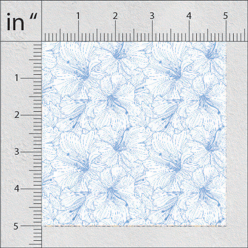 Blue Koi Hibiscus Pattern Geometric Print