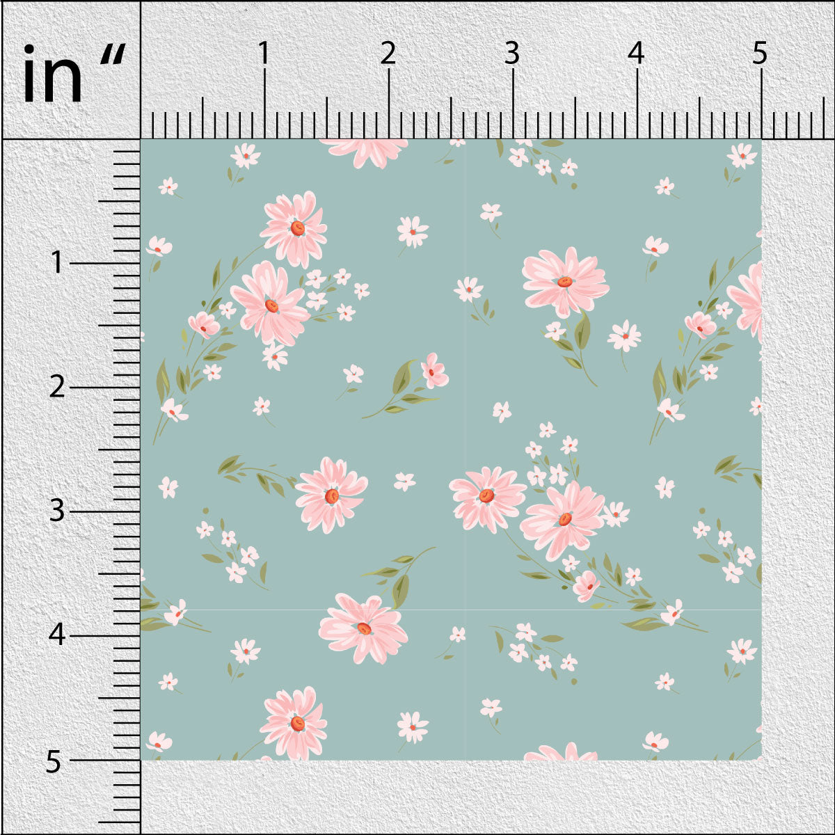 Greyish Teal Vintage Floral Print