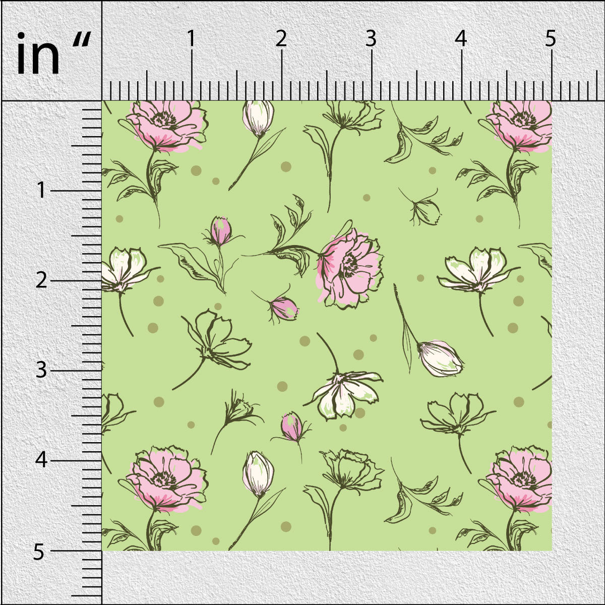Light Olive Green Rose Buds Floral Print