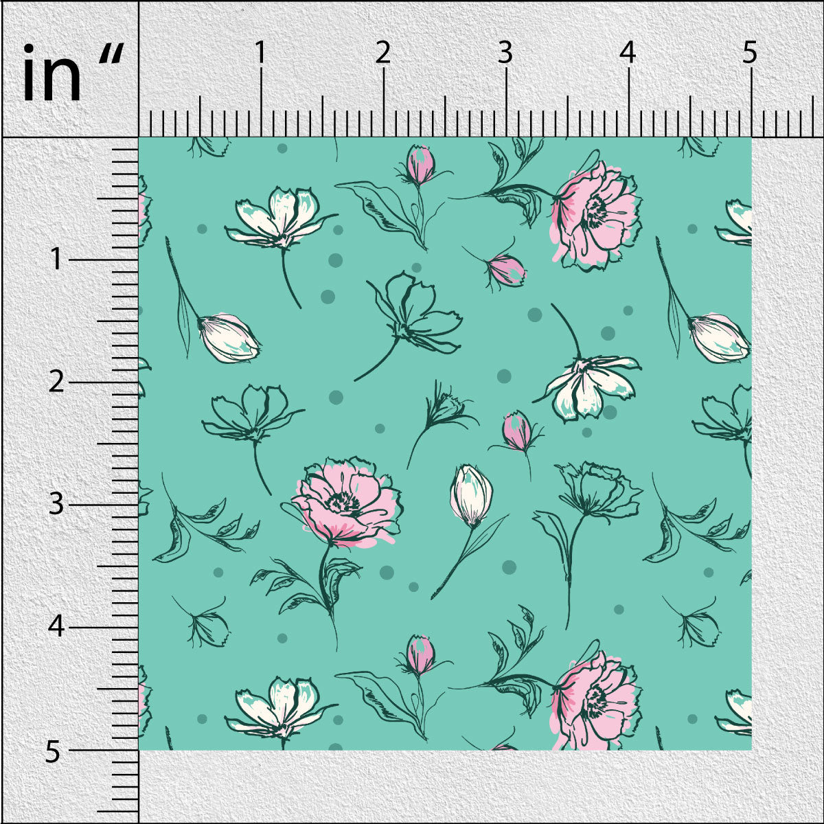 Light Sea Green Rose Buds Floral Print