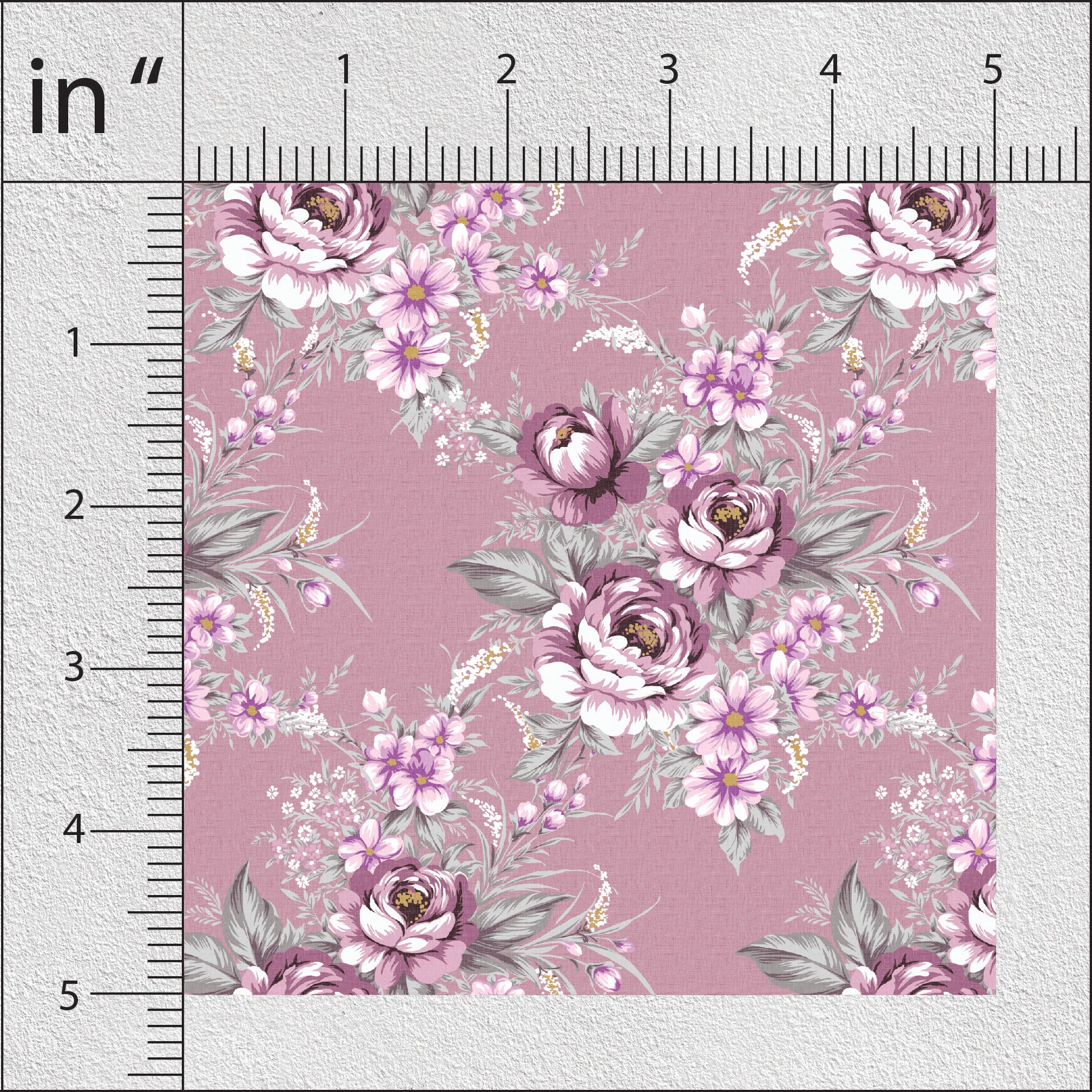 Lipstick Pink Vintage Rose Floral Print