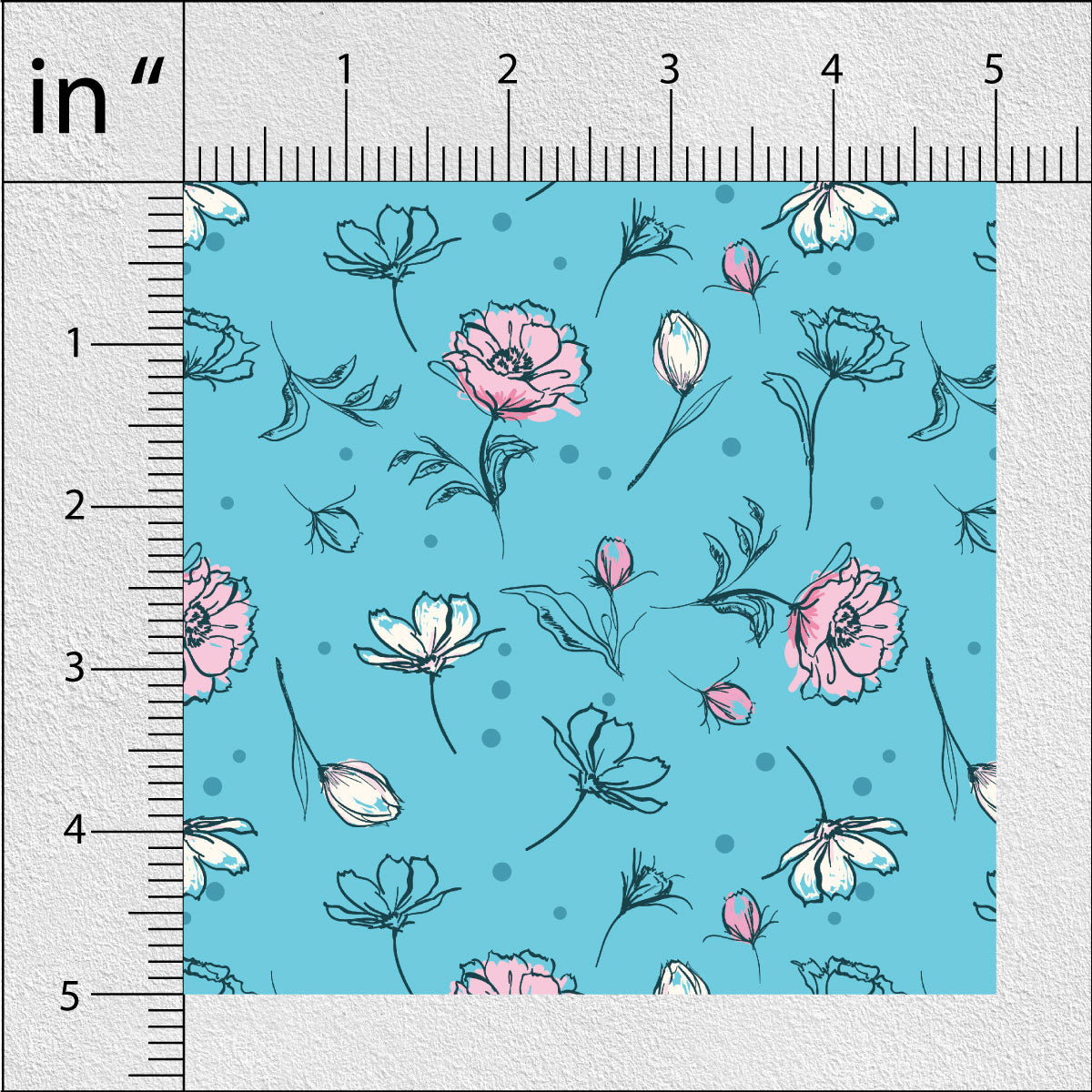 Eastern Blue Rose Buds Floral Print