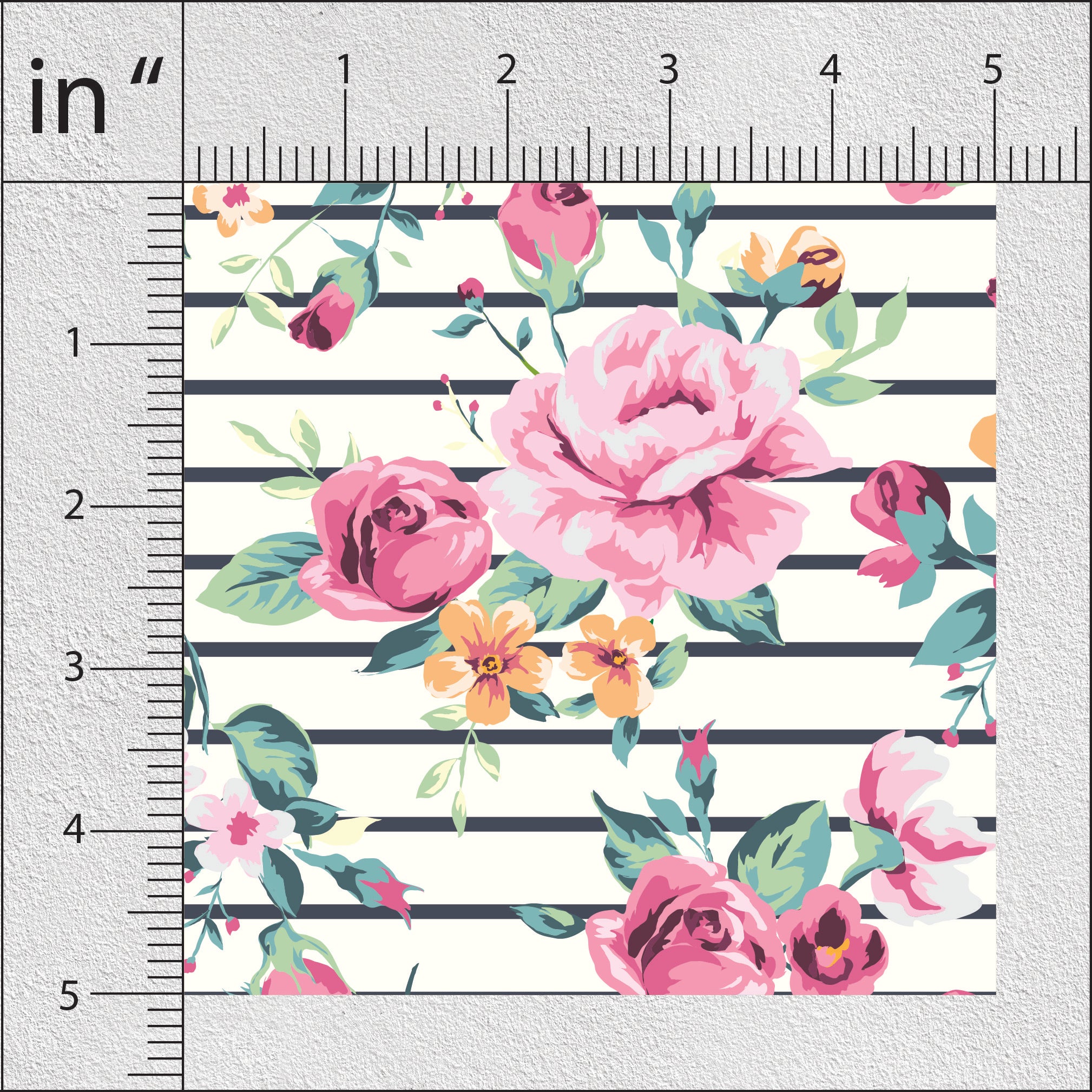 Pale Slate Rose Floral Print