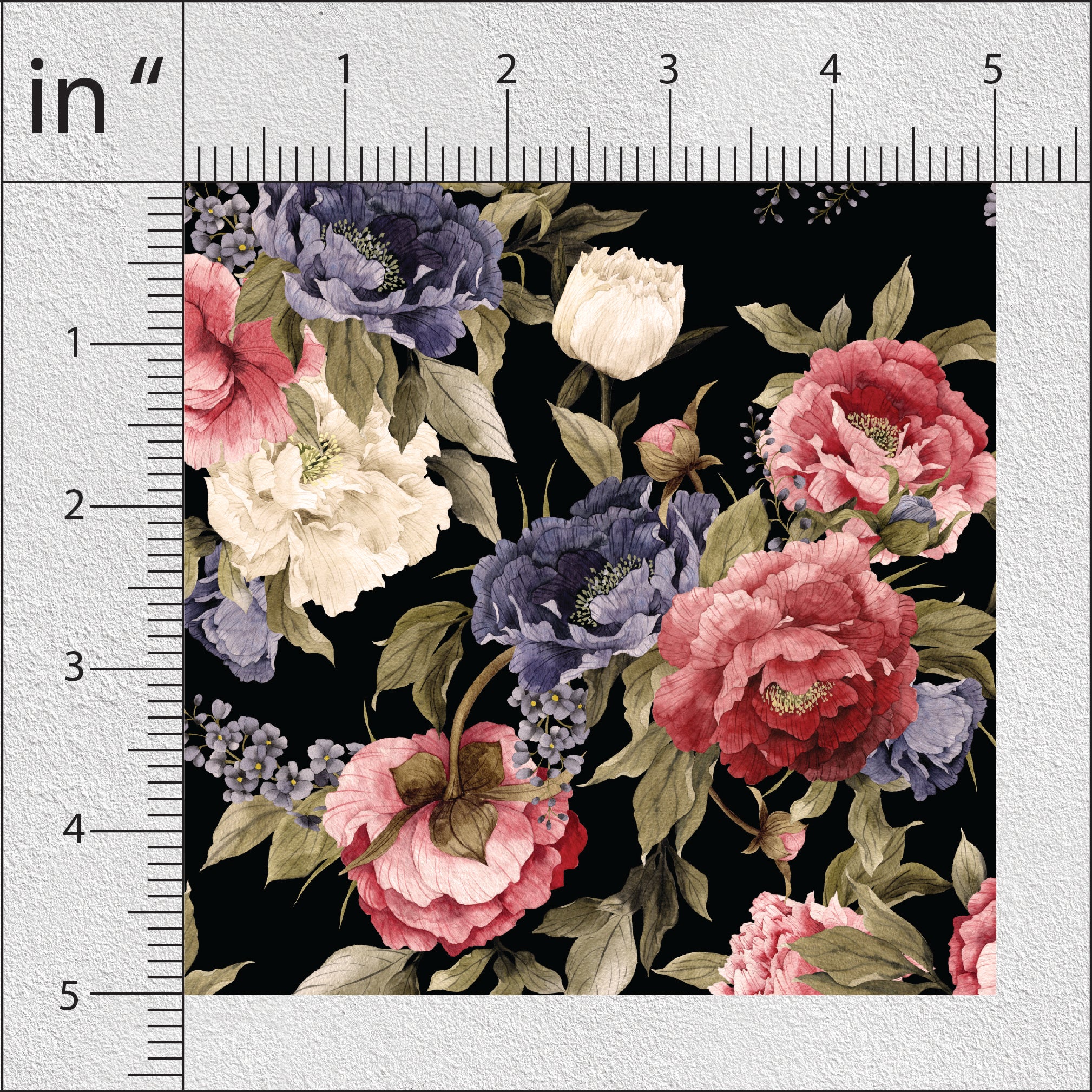 Charcoal Rose Floral Print