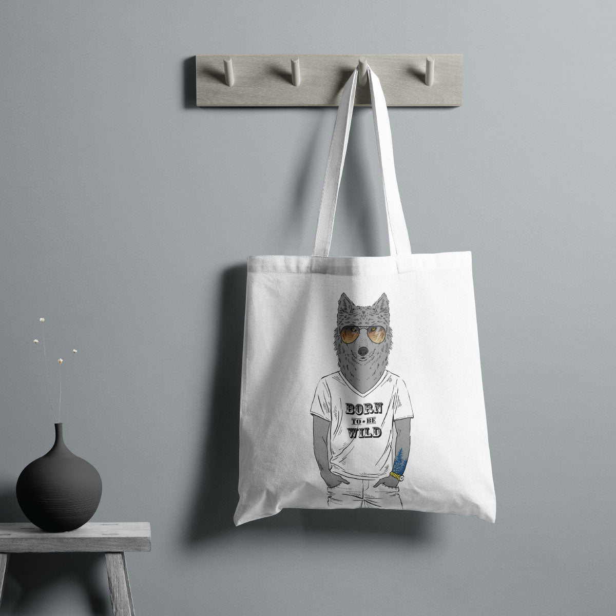 Canvas Born To Be Wild Color Dusty Grey Tote Bag