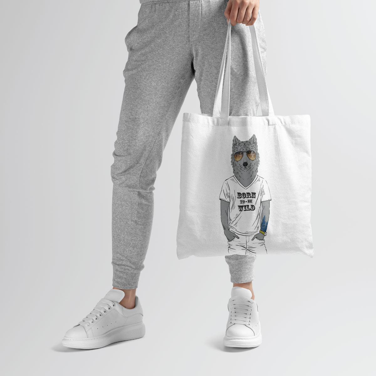 Canvas Born To Be Wild Color Dusty Grey Tote Bag