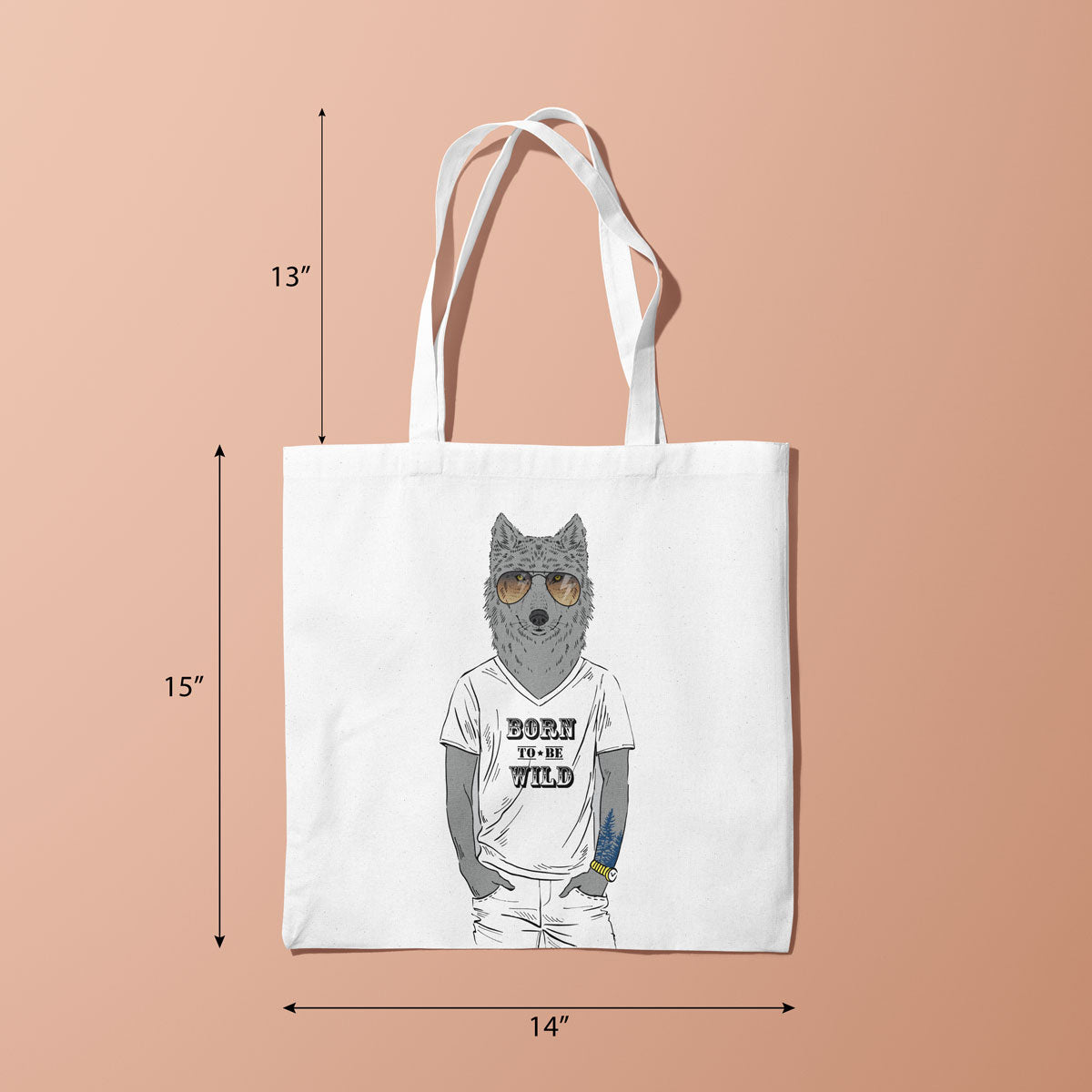 Canvas Born To Be Wild Color Dusty Grey Tote Bag