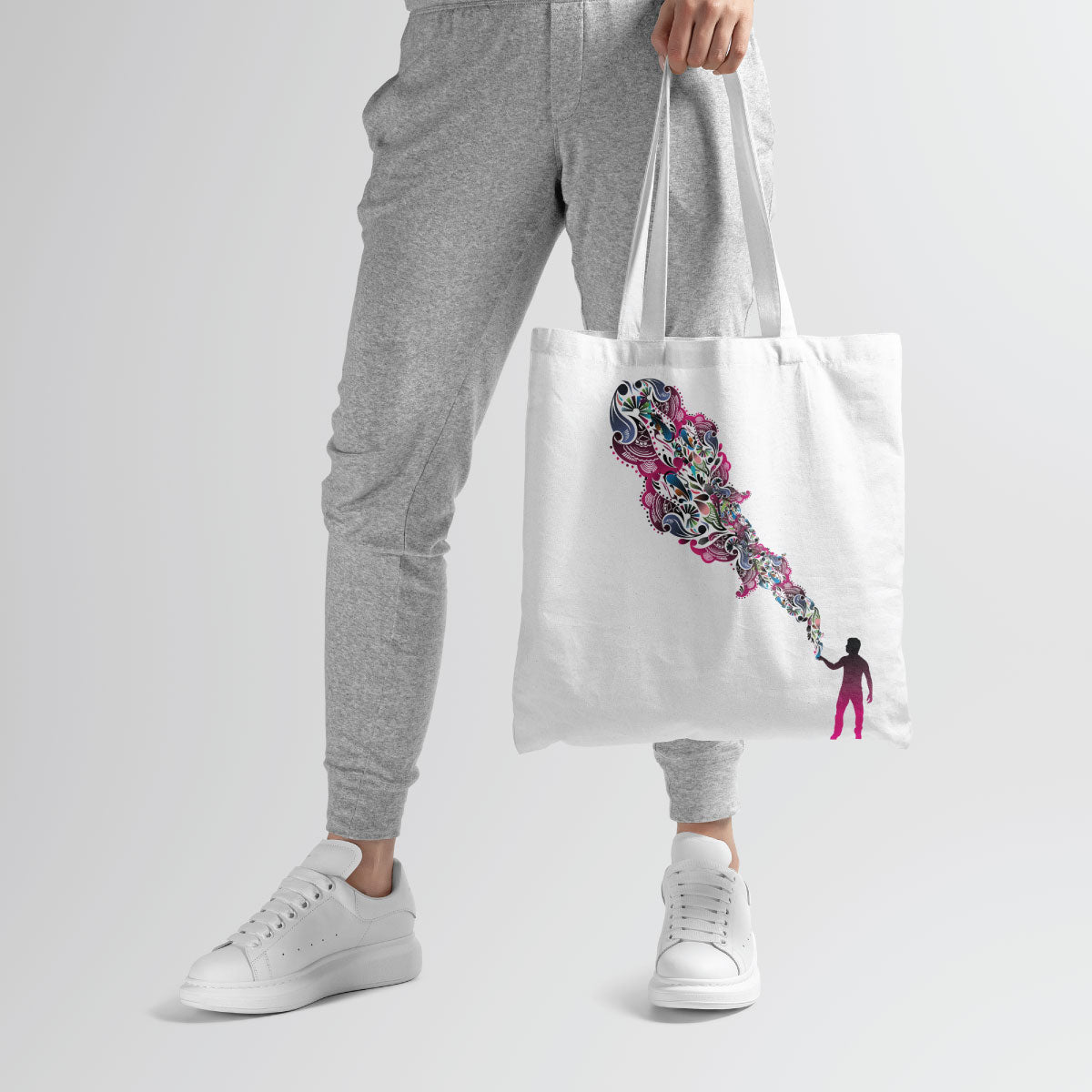 Canvas Multicolor And Bag Color Soft Peach Tote Bag