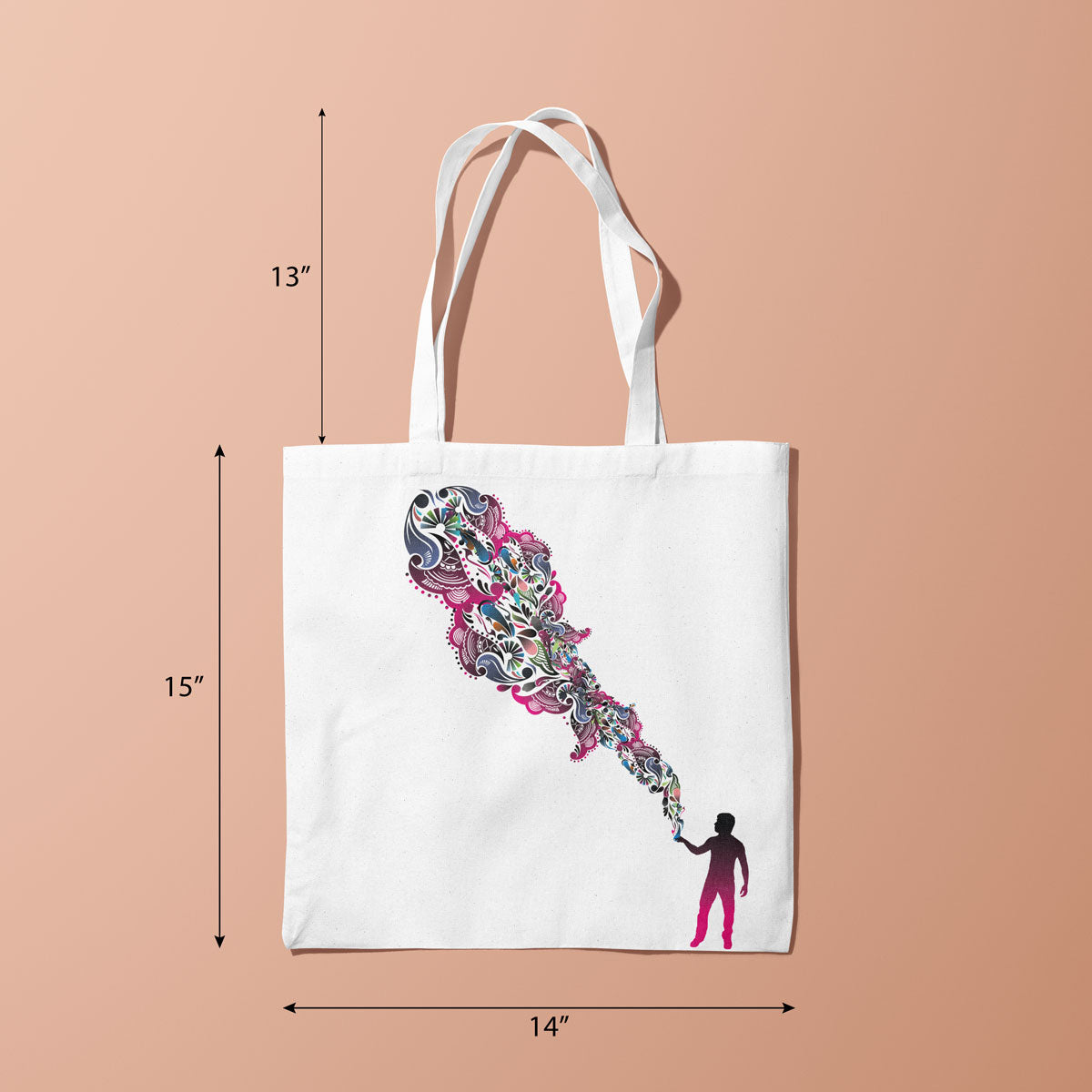 Canvas Multicolor And Bag Color Soft Peach Tote Bag