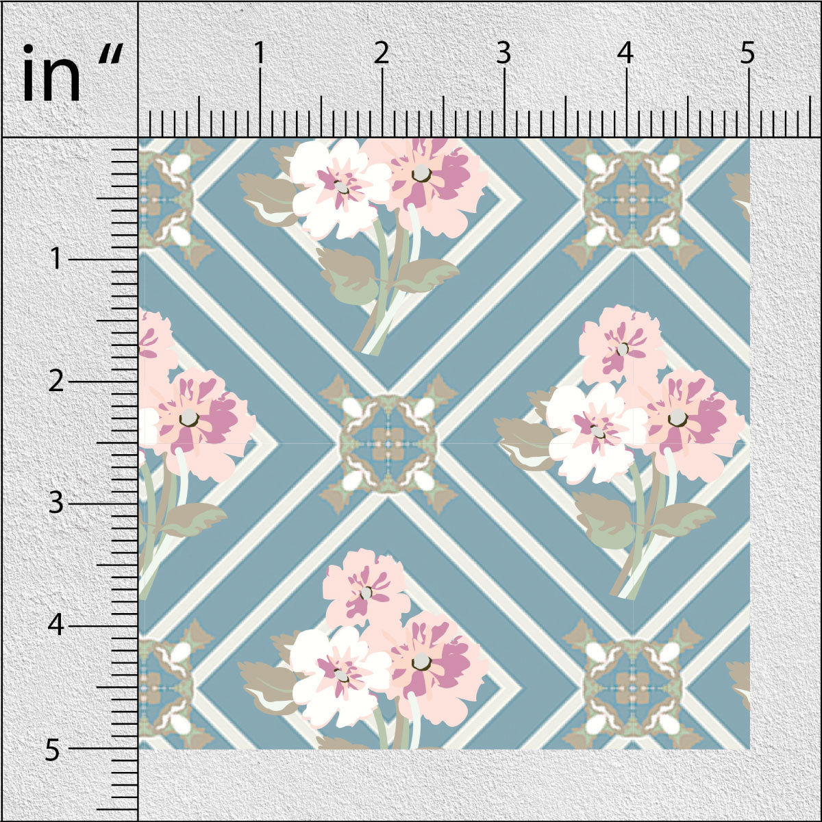 Turkish Rose and Smalt Blue Floral Print