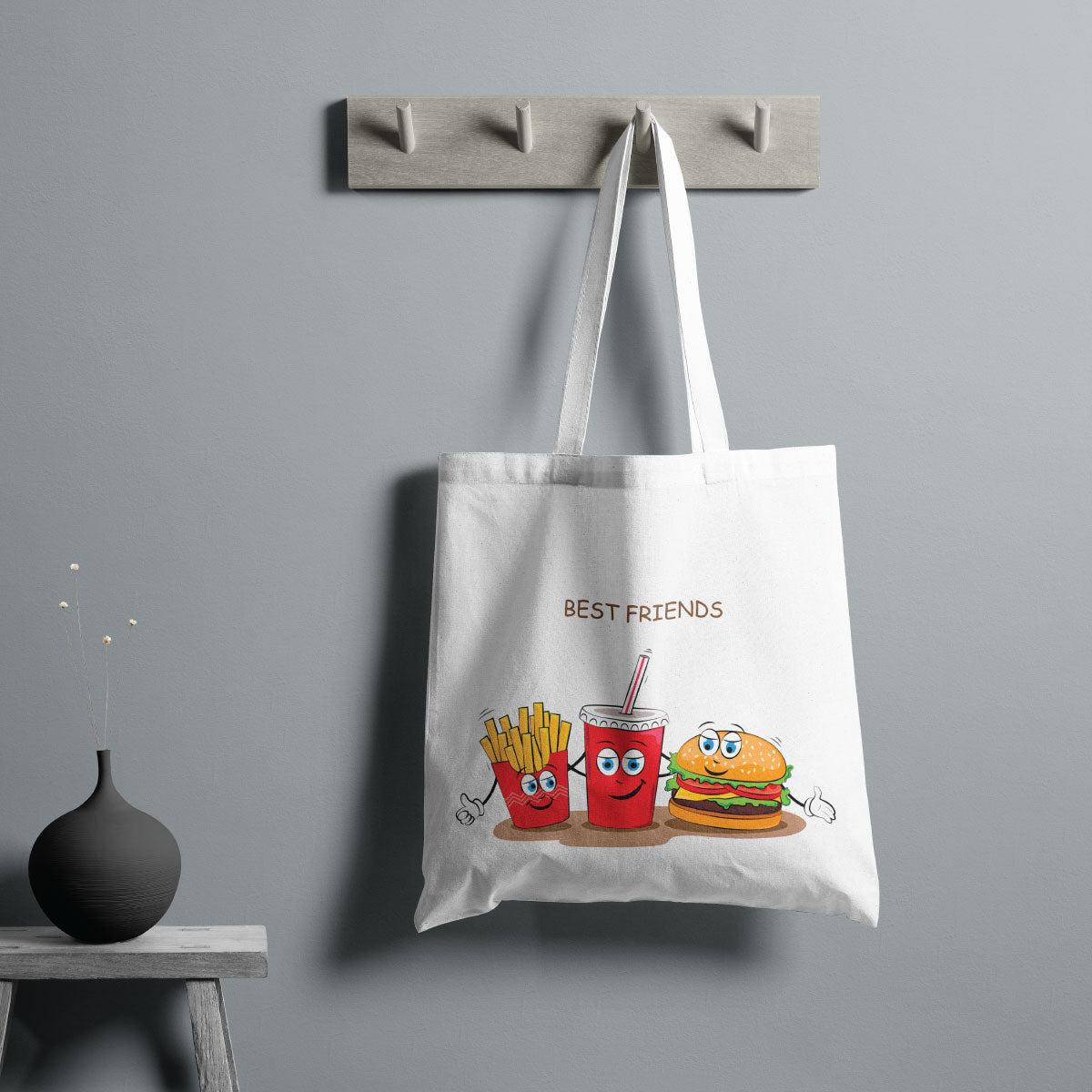 Canvas Best Friends Color Peach Tote Bag