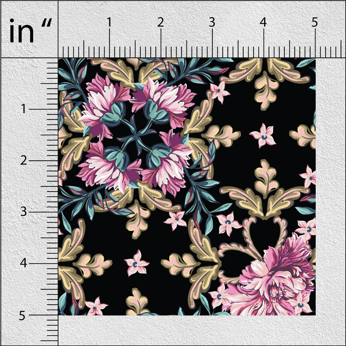 Light Eggplant With Black Bean Floral Print