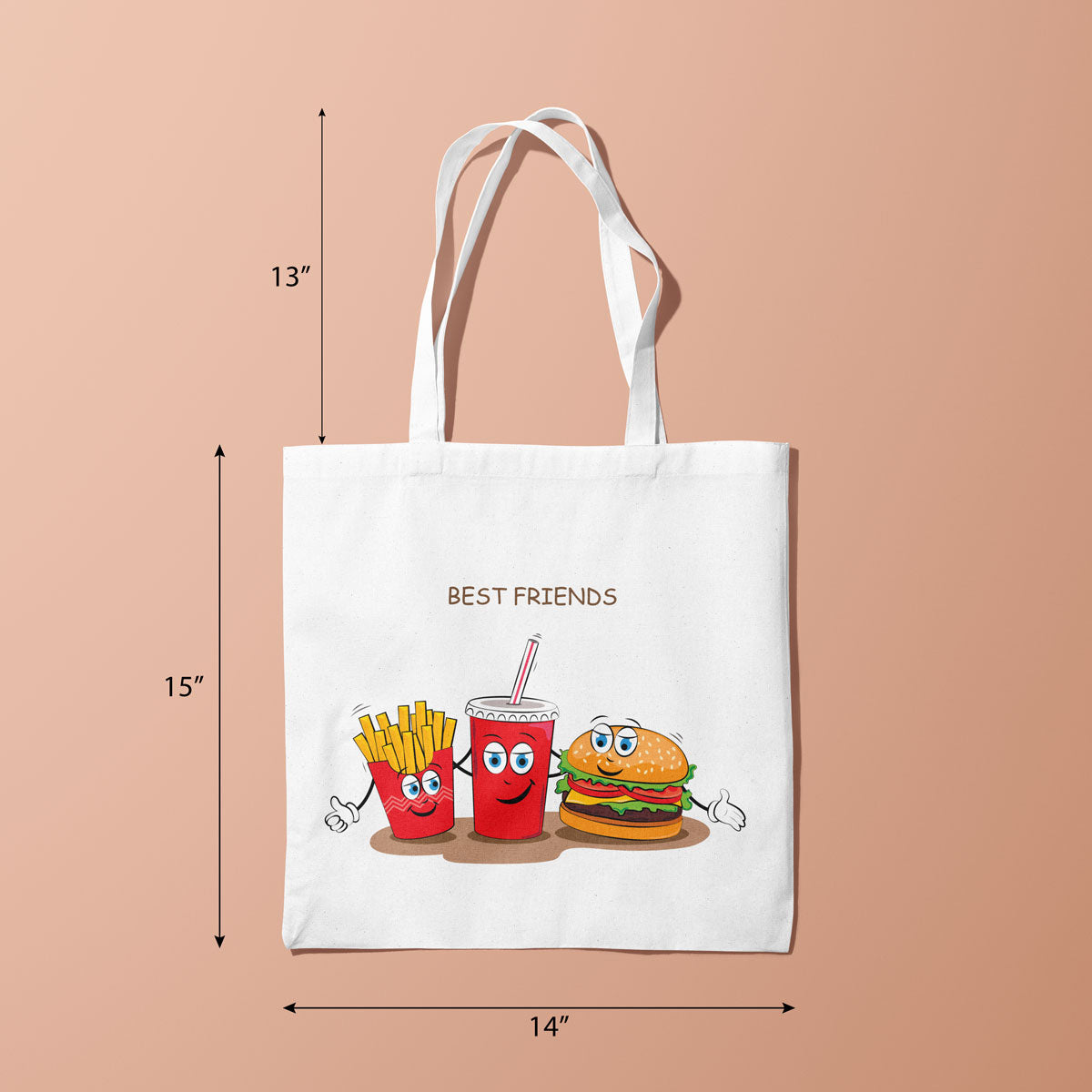 Canvas Best Friends Color Peach Tote Bag