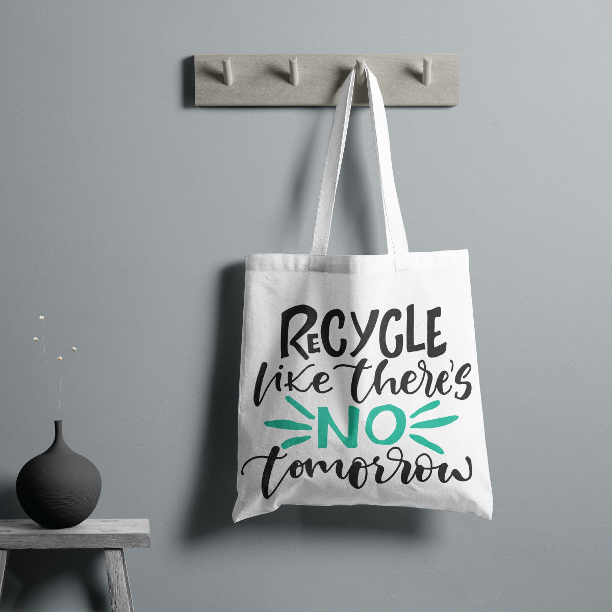 Canvas Recycle Like there's No tomorrow Color White Smoke Tote Bag