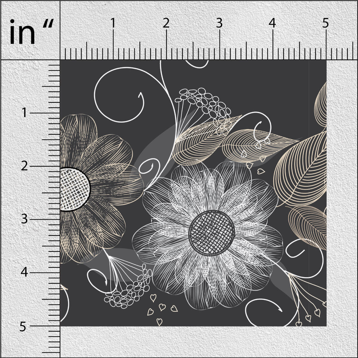 Charcoal Grey Floral Print