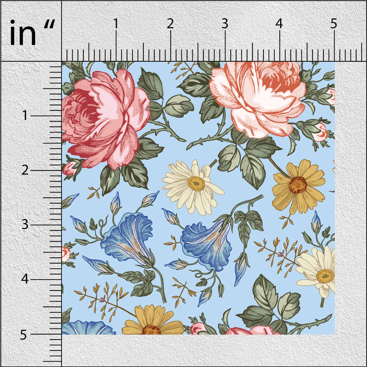 Faded Pink And Blue Koi Floral Print