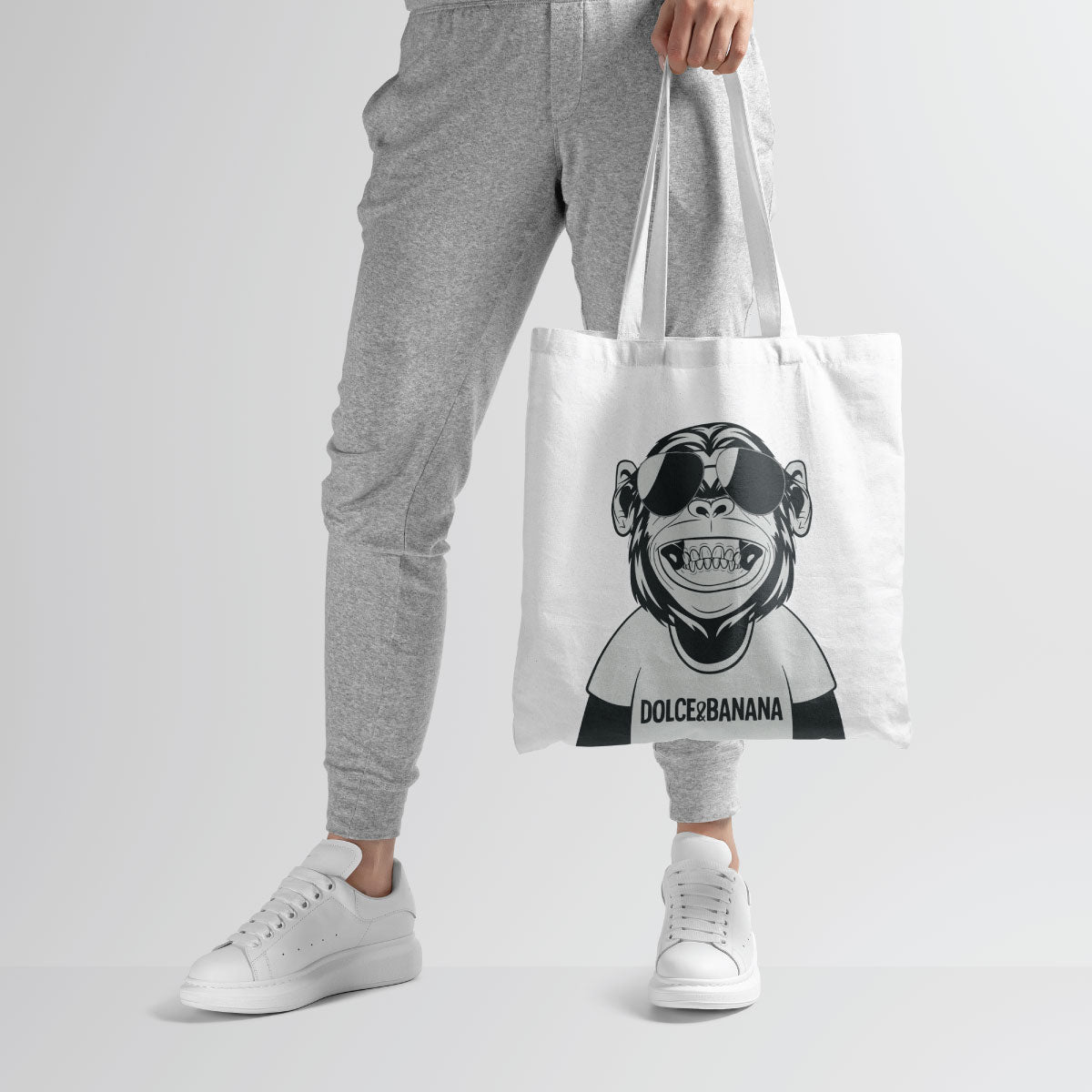 Canvas Bluish Cyan Monkey Tote Bag