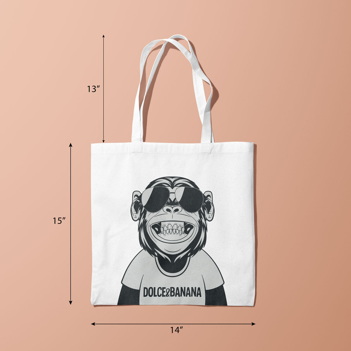 Canvas Bluish Cyan Monkey Tote Bag