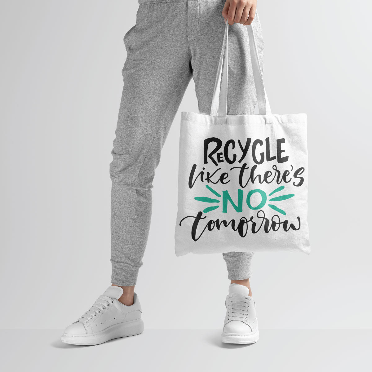 Canvas Recycle Like there's No tomorrow Color White Smoke Tote Bag