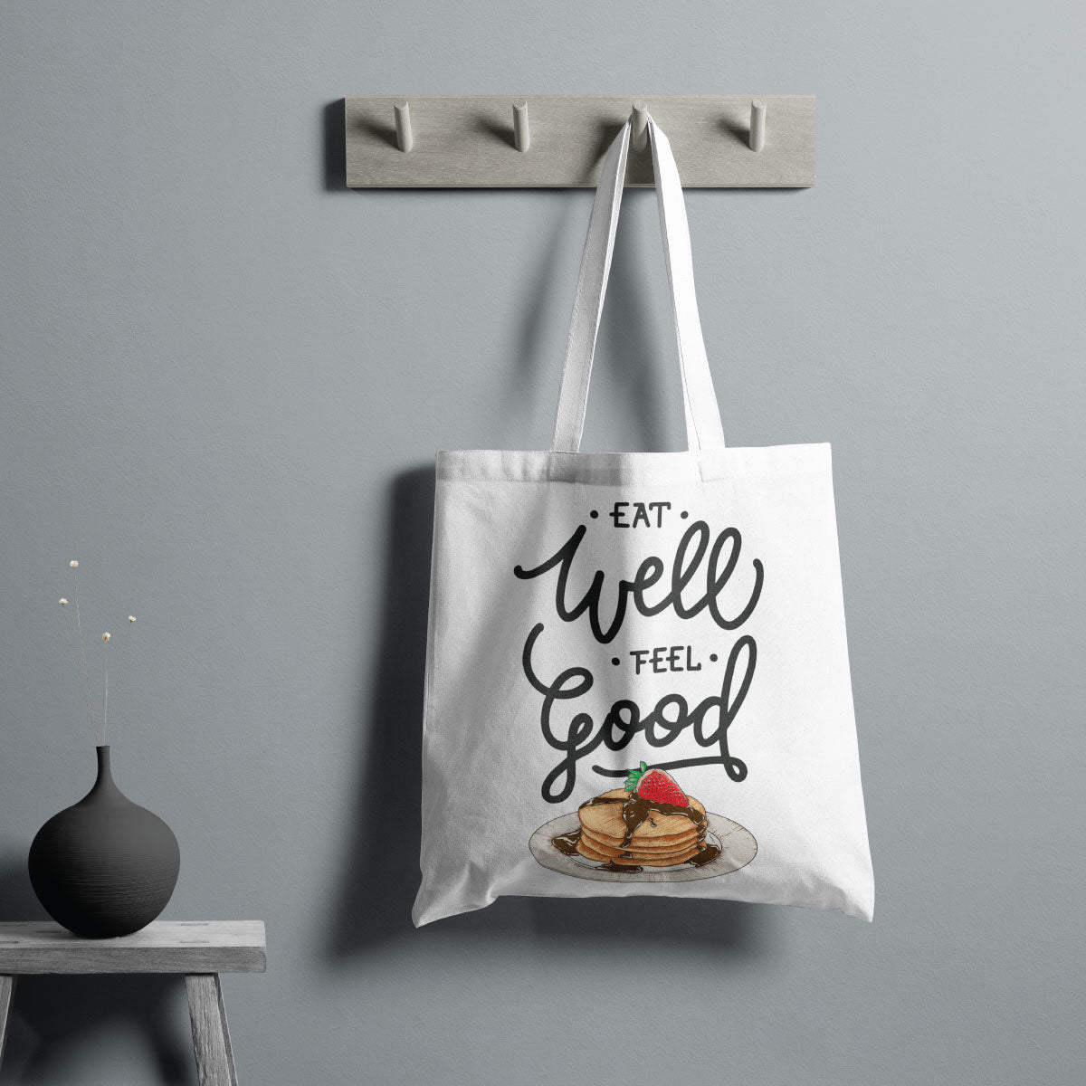 Canvas Eat Well Feel Good Color Lemon Grass Tote Bag
