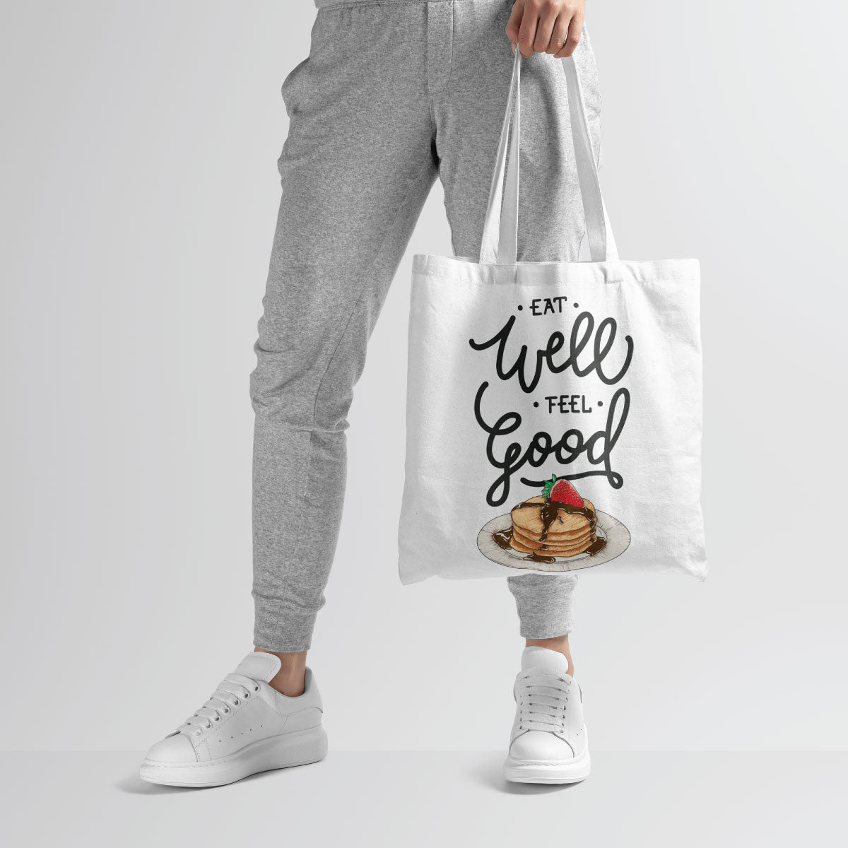 Canvas Eat Well Feel Good Color Lemon Grass Tote Bag