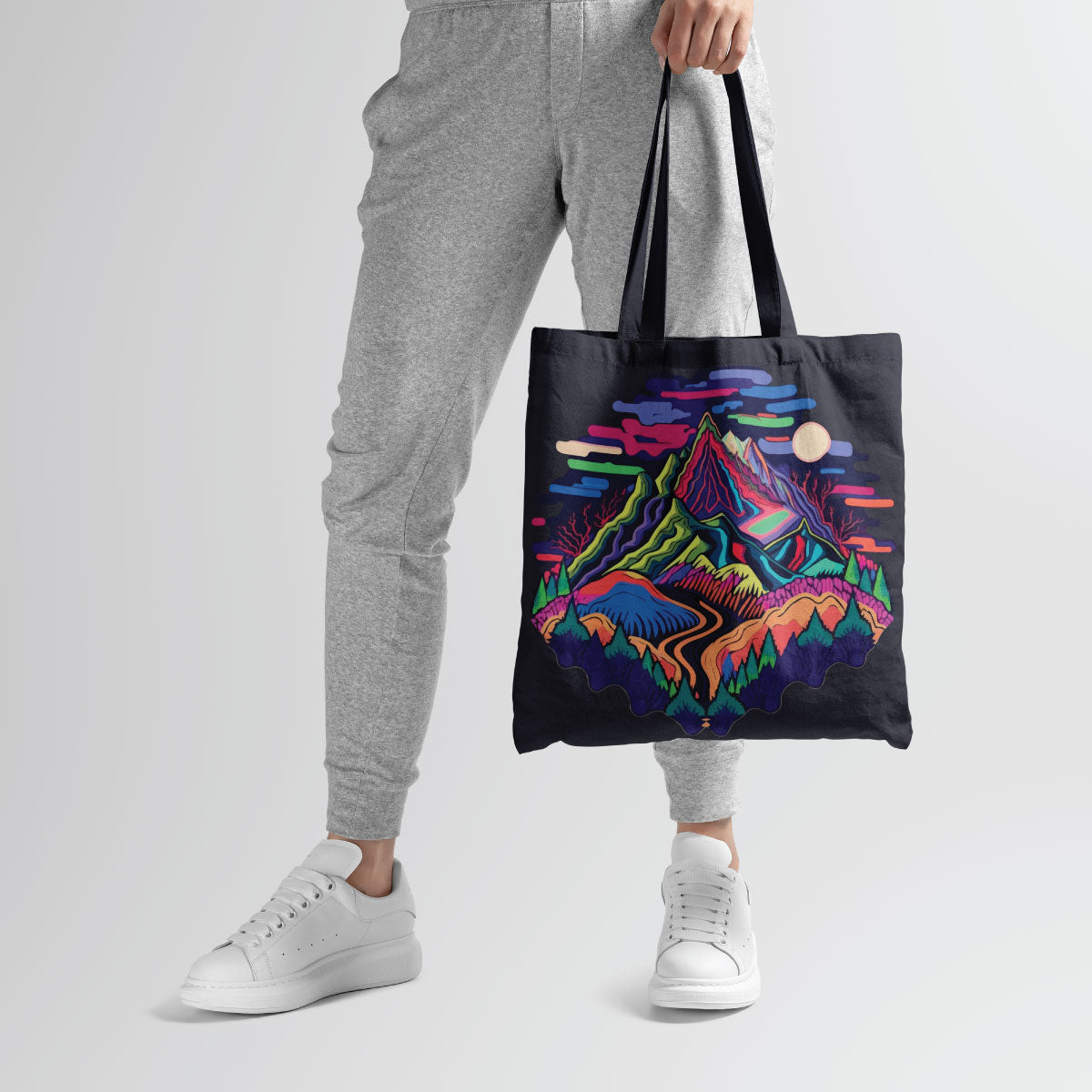 Canvas Charcoal Mountain Tote Bag